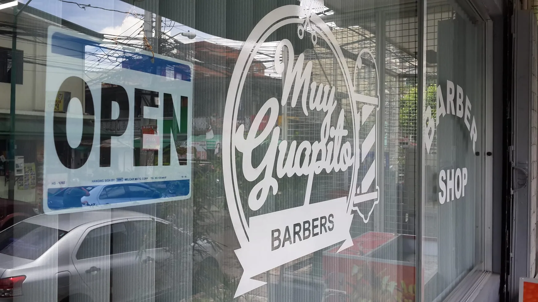 Barbershop front window